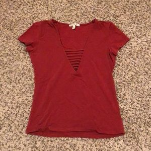 Express low cut burgundy T-shirt